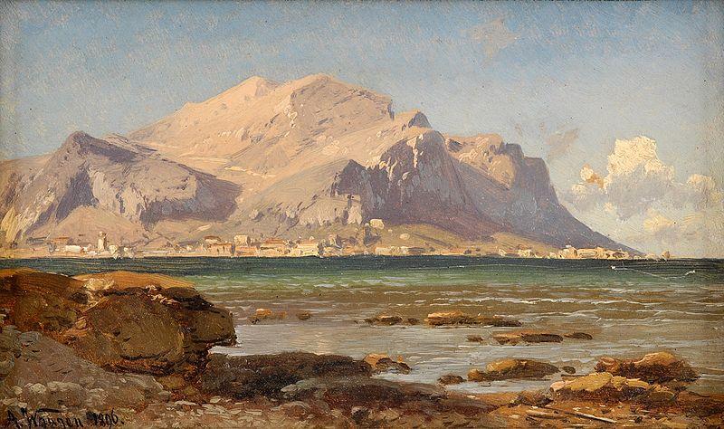 Adalbert Waagen Bucht von Palermo mit Blick auf Monte Pellegrino Sweden oil painting art